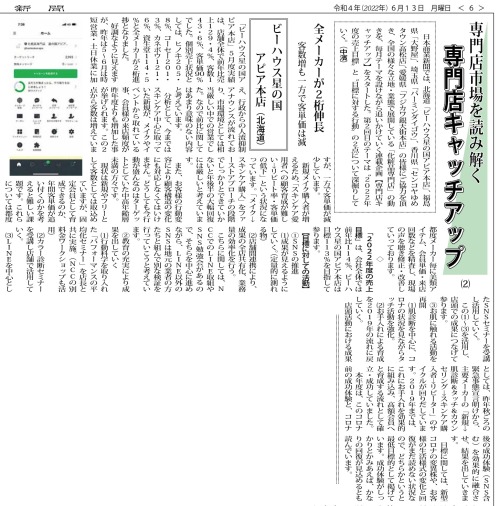 2022年6月13日 日本商業新聞の記事